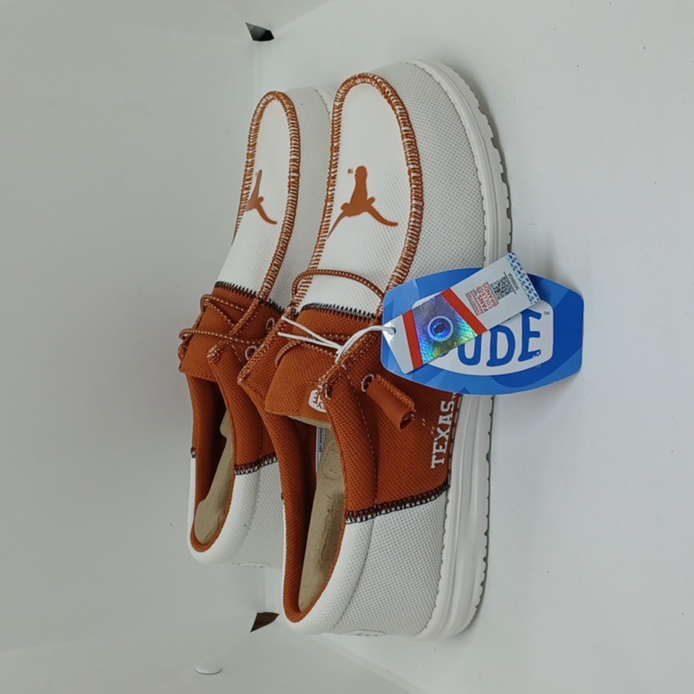 New Hey Dude Wally Tri Texas Longhorns Burnt Orange/White Sz 11